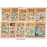 Beano (1954) 598-649 Xmas. Near complete year including New Year, April Fool and Fireworks issues (