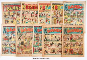 Beano/Dandy low grades (1945-58). Beano: 260, 477, 657, 684. Dandy: 321, 346, 359 (Xmas 1947)