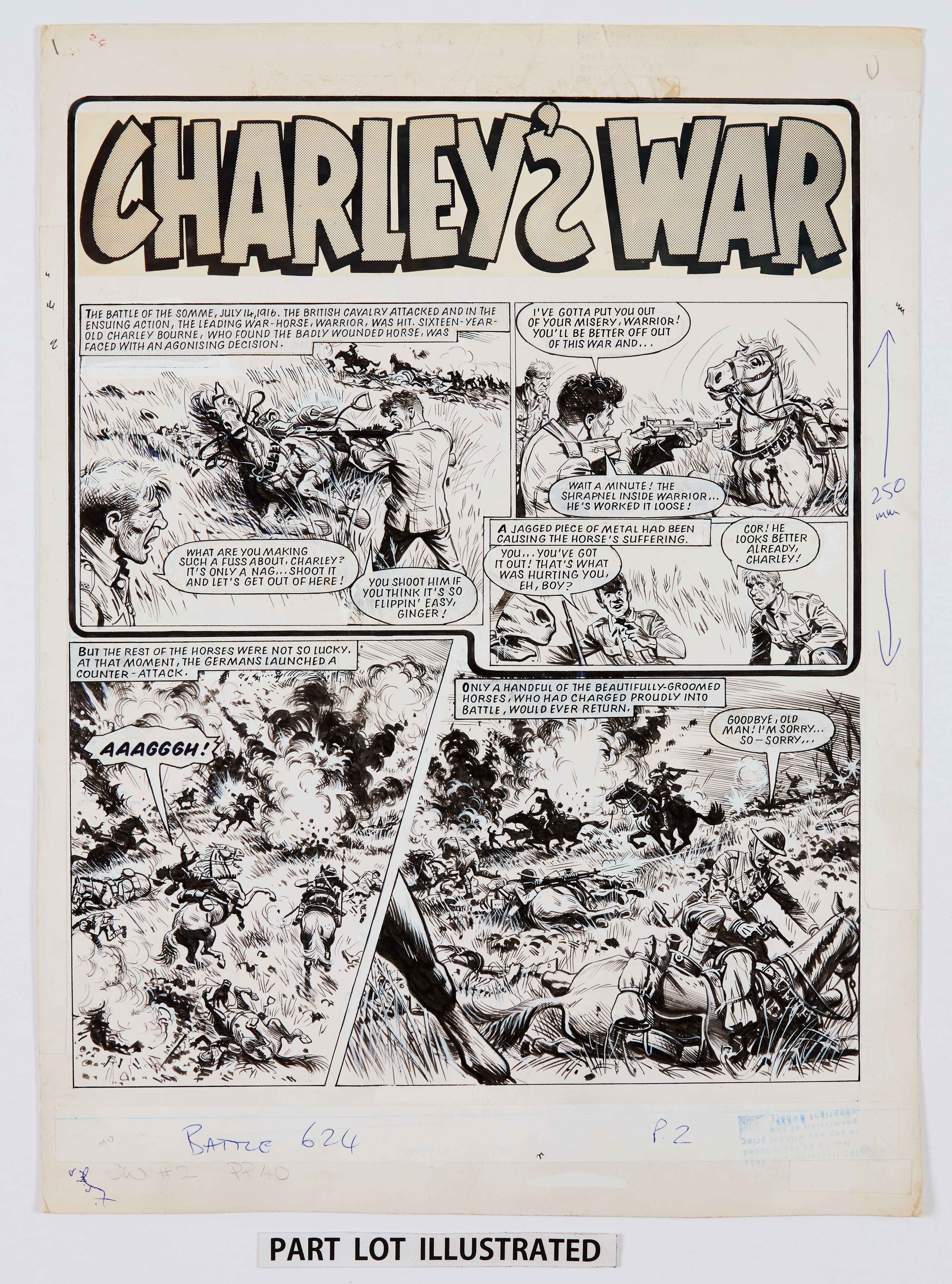 Charley's War: 3 original consecutive artworks (1984) by Joe Colquhoun from Battle No 624 pgs 2-