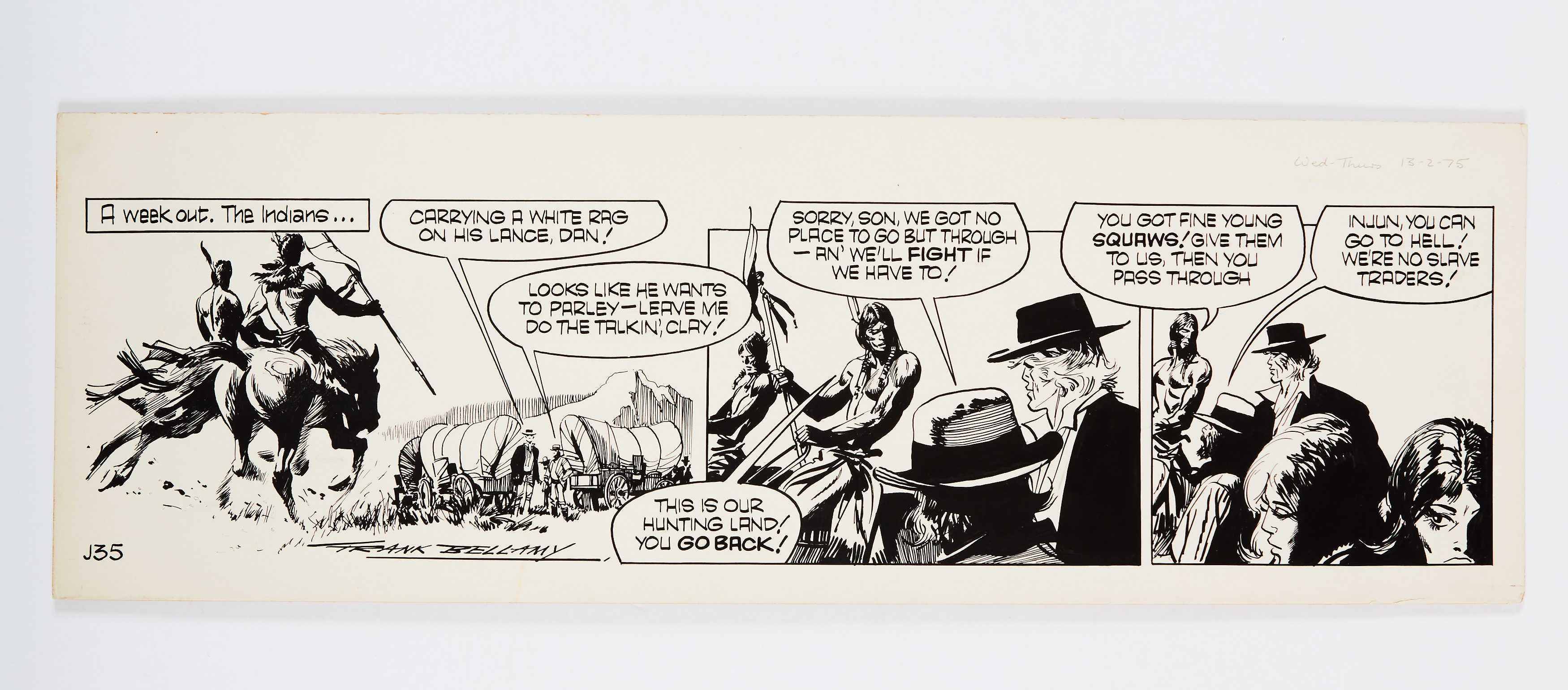 Garth: 'The Angels of Hell's Gap' (1975) original artwork drawn and signed by Frank Bellamy for