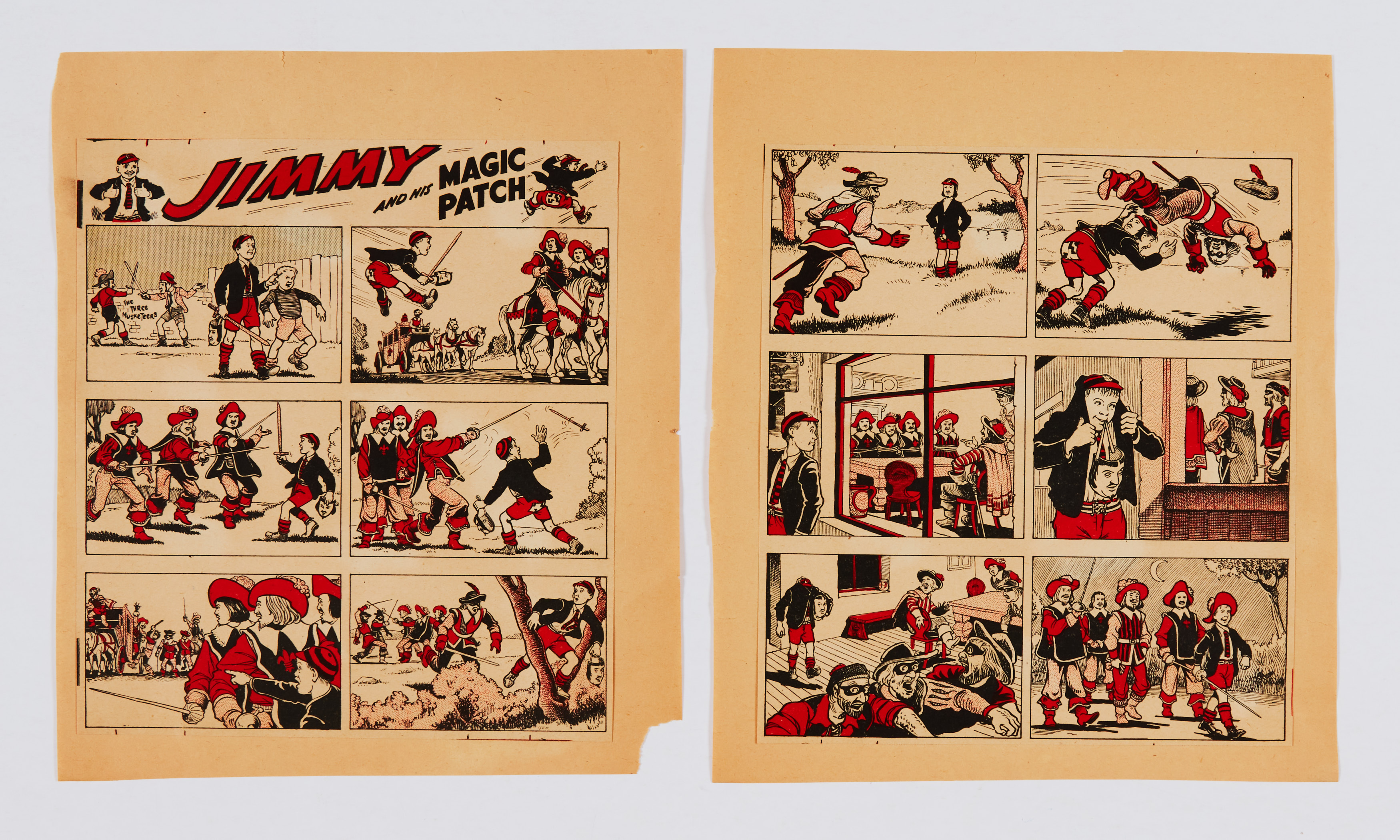 Jimmy and his Magic Patch: two printer's proofs from The Dandy (1950s). 10 x 8 ins (x2)