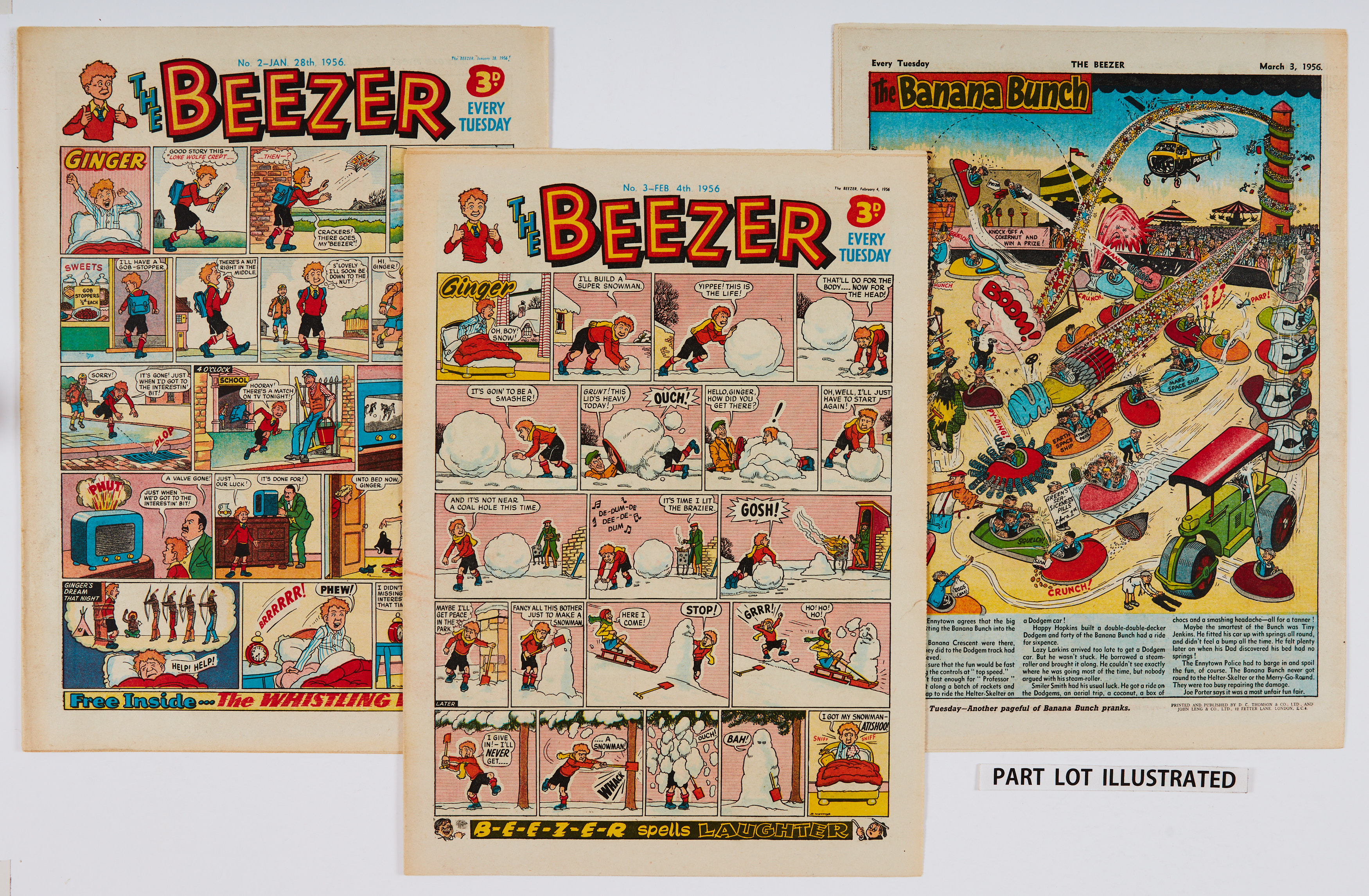 Beezer (Jan-Dec 1956) 2-50 and 95 (Fireworks 1957). Starring Ginger, Pop, Dick & Harry, Calamity