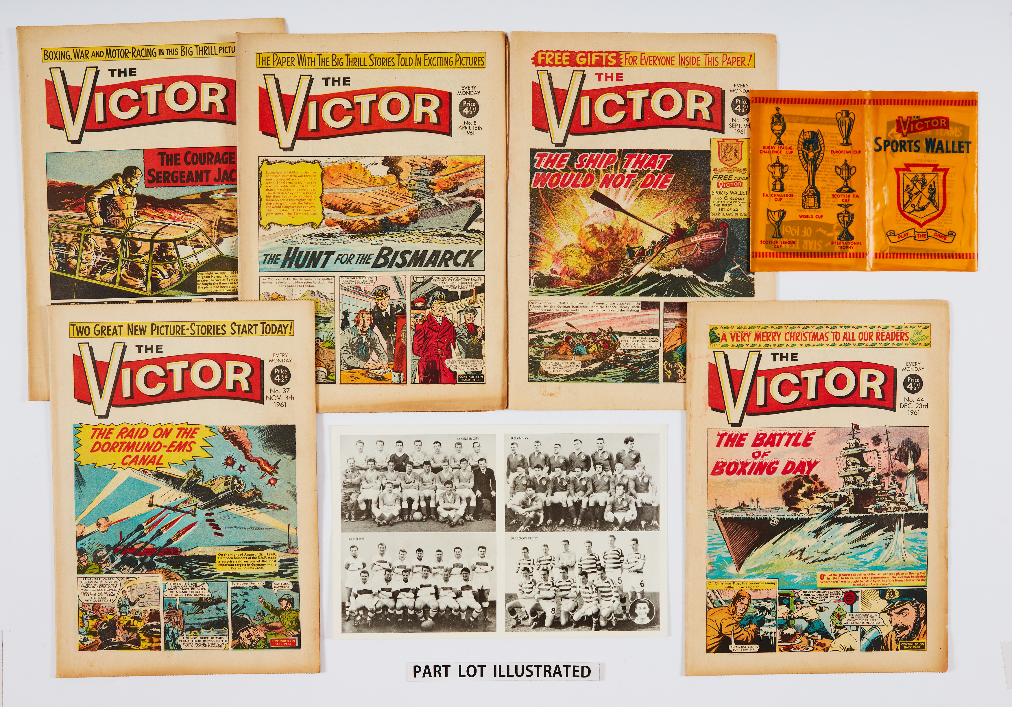Victor (March-Dec 1961) 2-45 with all free gifts in Nos 2-5: Sportsman's Wallet and 12 Football Club - Image 2 of 2