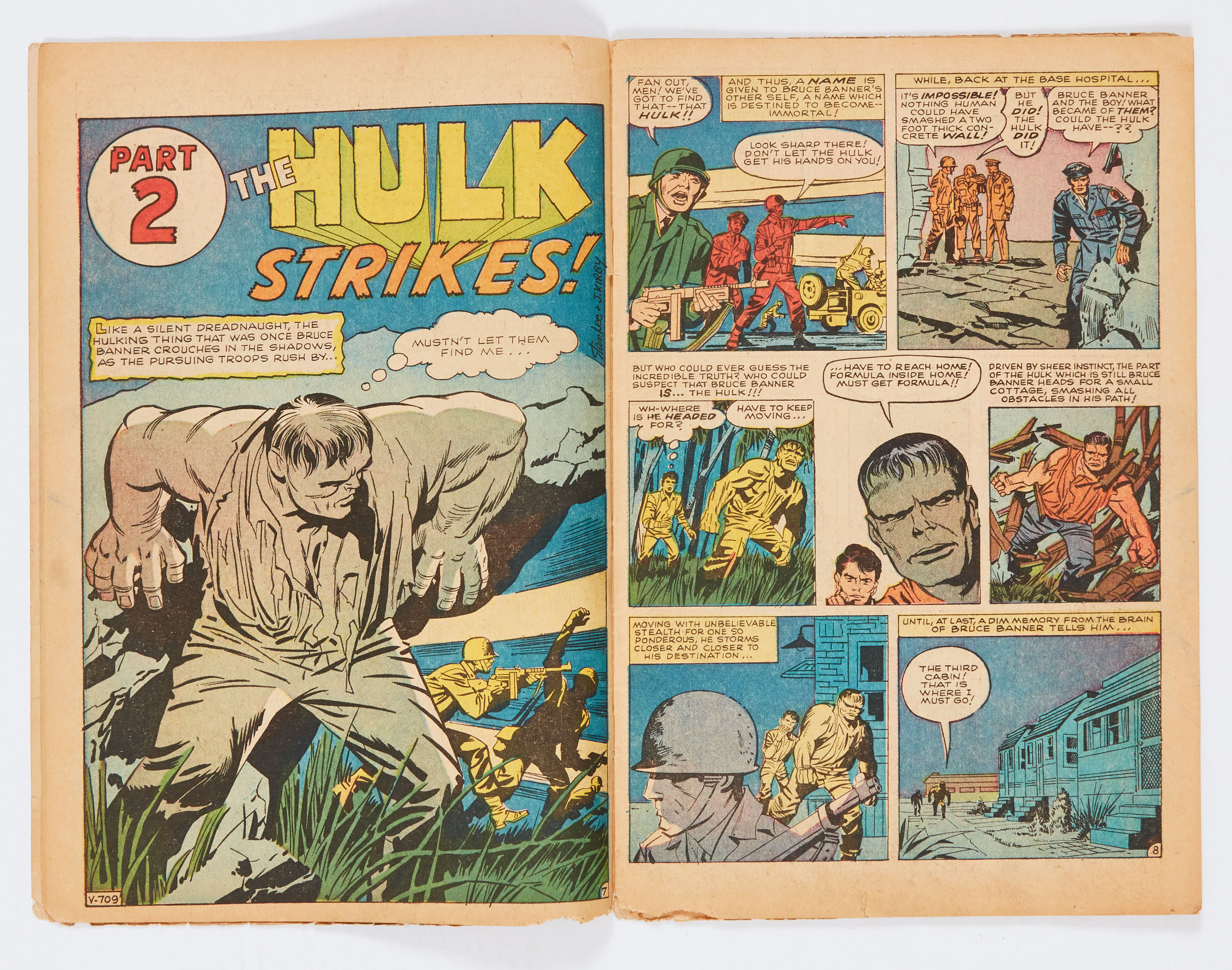 Incredible Hulk 1 (1962) Well worn spine with narrow bottom edge bug chew 1" long either side of spi - Image 4 of 6