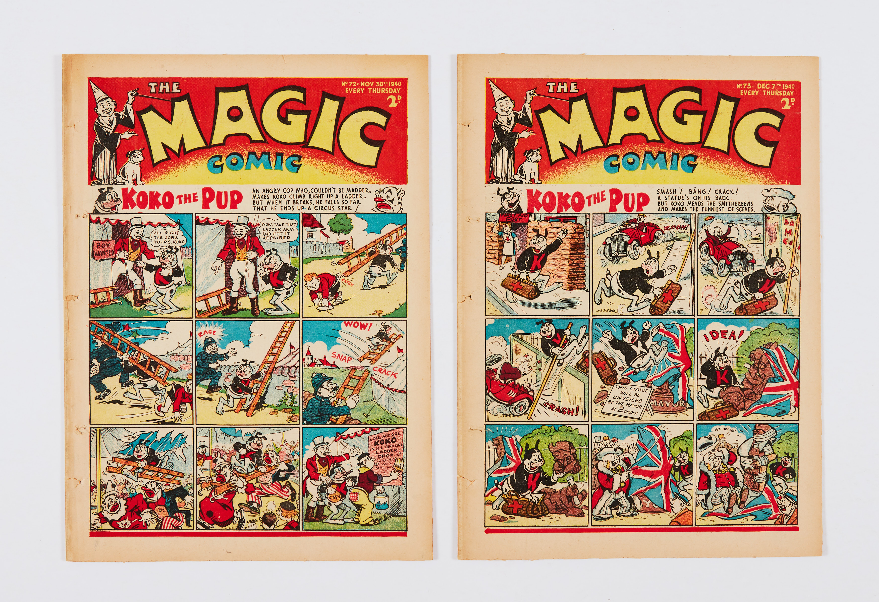 Magic (1940) 72, 73. Propaganda war issues with Peter Piper and Gulliver strips by Dudley Watkins,