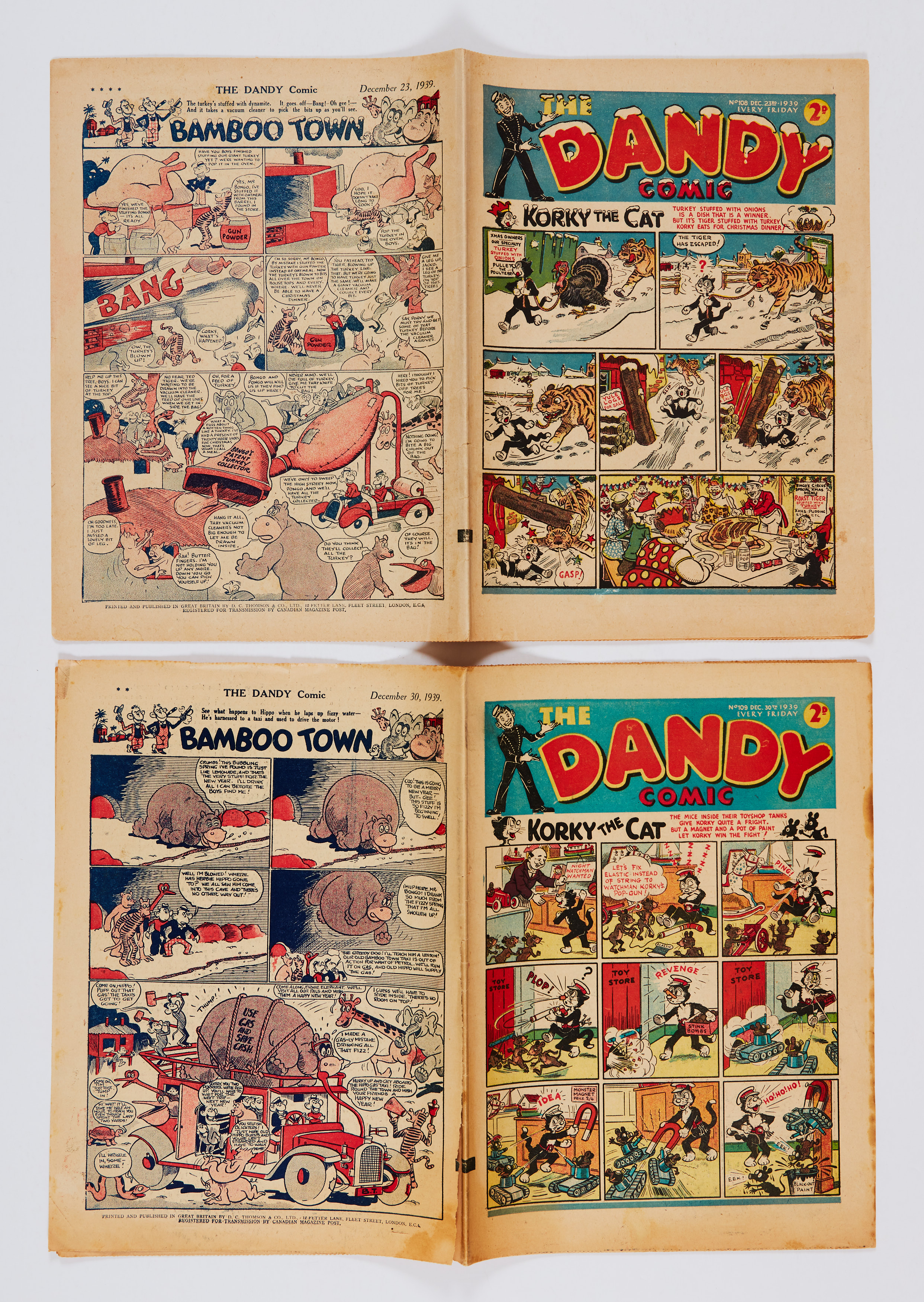 Dandy (1939) 108 Xmas, 109. Propaganda war issues with second and third Addie and Hermy the Nasty