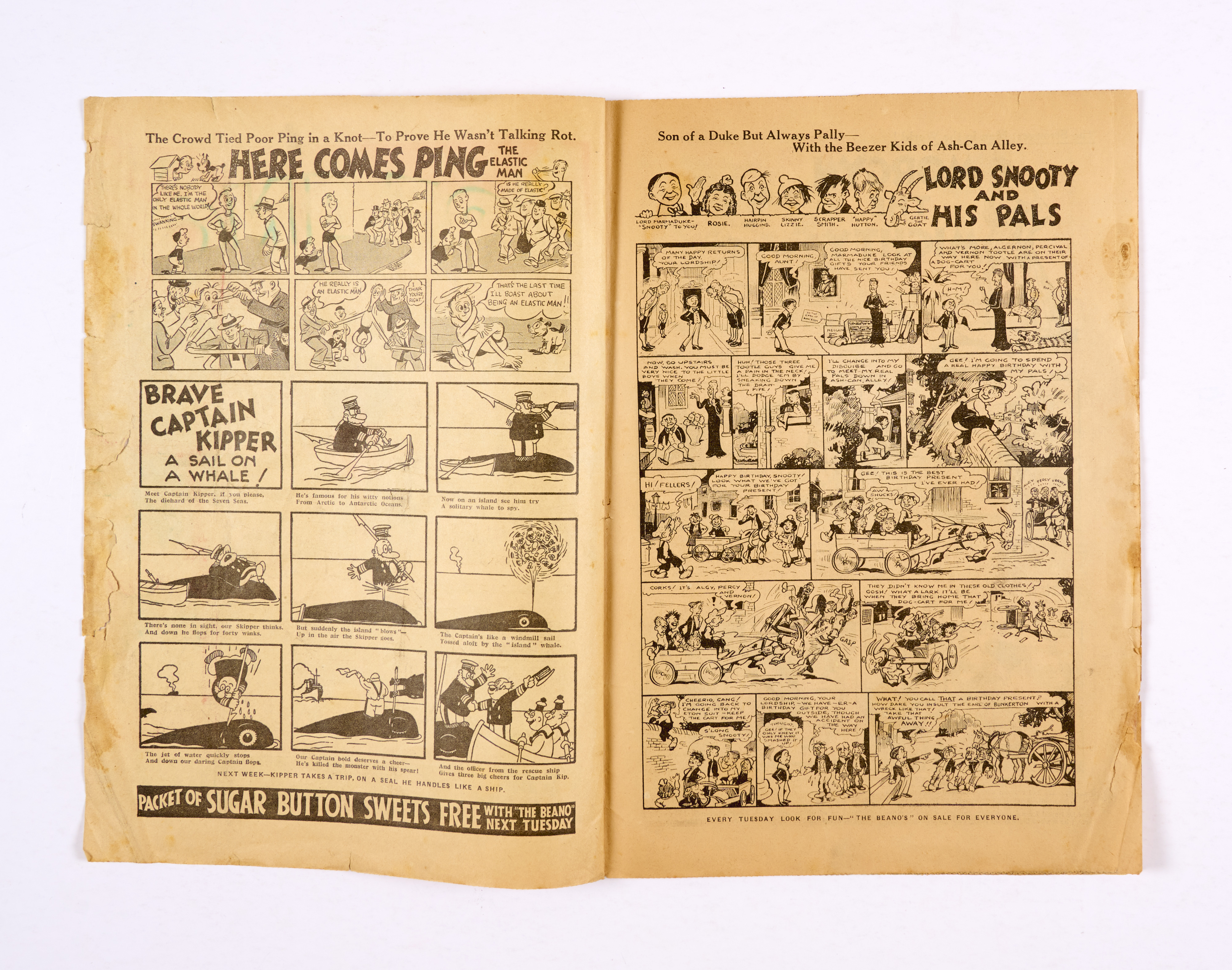 Beano Comic No 1 (1938). Introducing Big Eggo, Lord Snooty and his Pals, Morgyn the Mighty, Little - Image 2 of 6