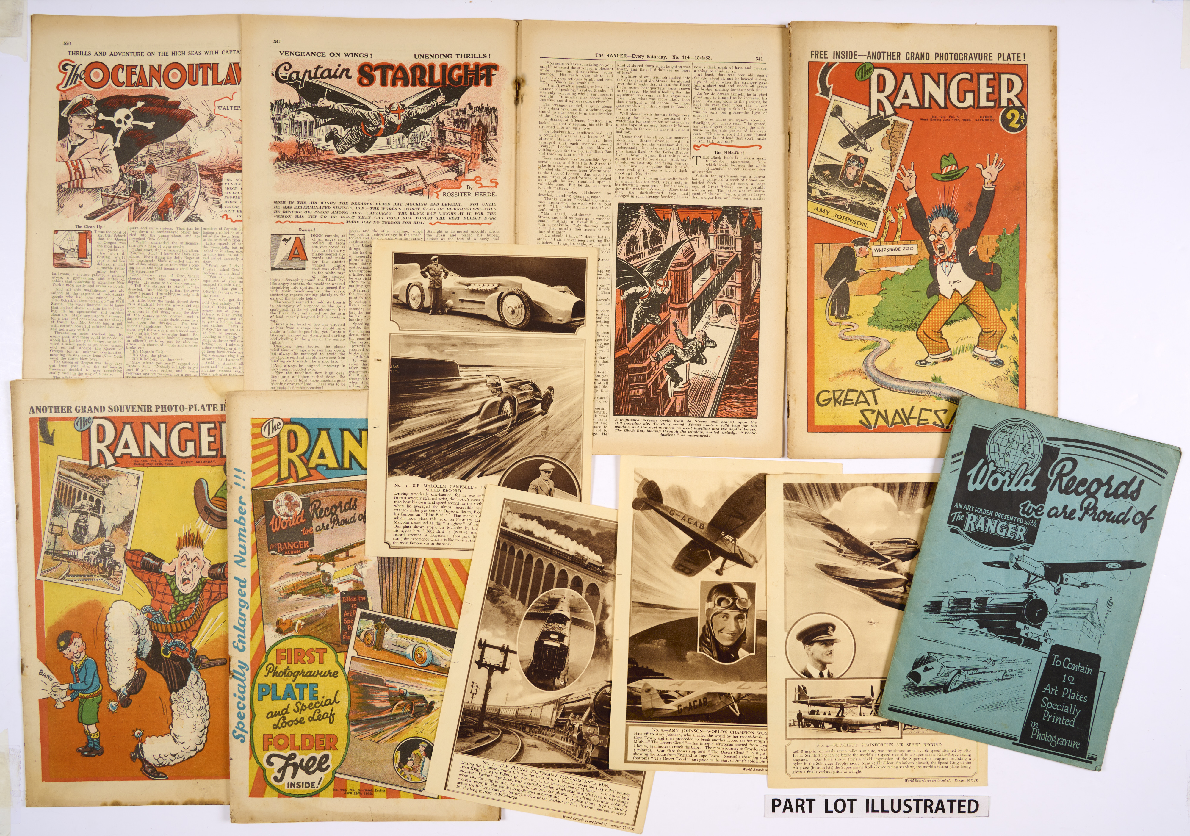 Ranger (Apr-Jul 1933) 114-127 with all free gifts: 12 World Record Art Plates and Art Folder