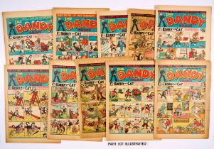 Dandy (1947) 335-359 Xmas. (Missing 341, 354, 356). No 342, 352 dull covers [gd], balance issues [