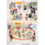 Disney Comics (1960s). Four original colour centre-spread layouts by Eric Parker for various