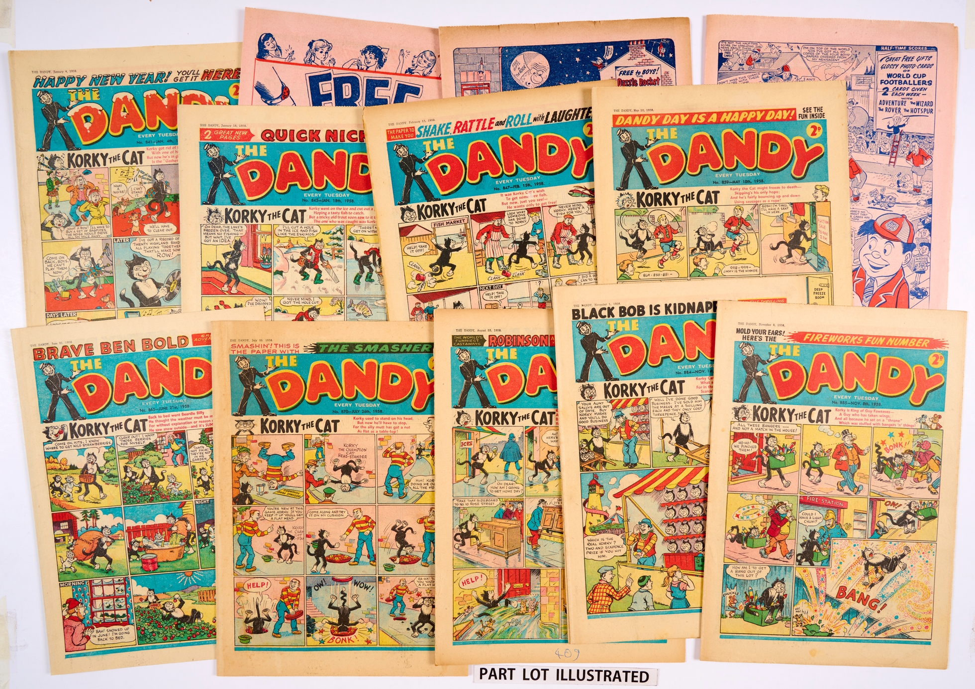 Dandy (1958) 841-891 (missing 850, 851, 854, 890, 892 Xmas). Starring Robin Hood in the Mystery of