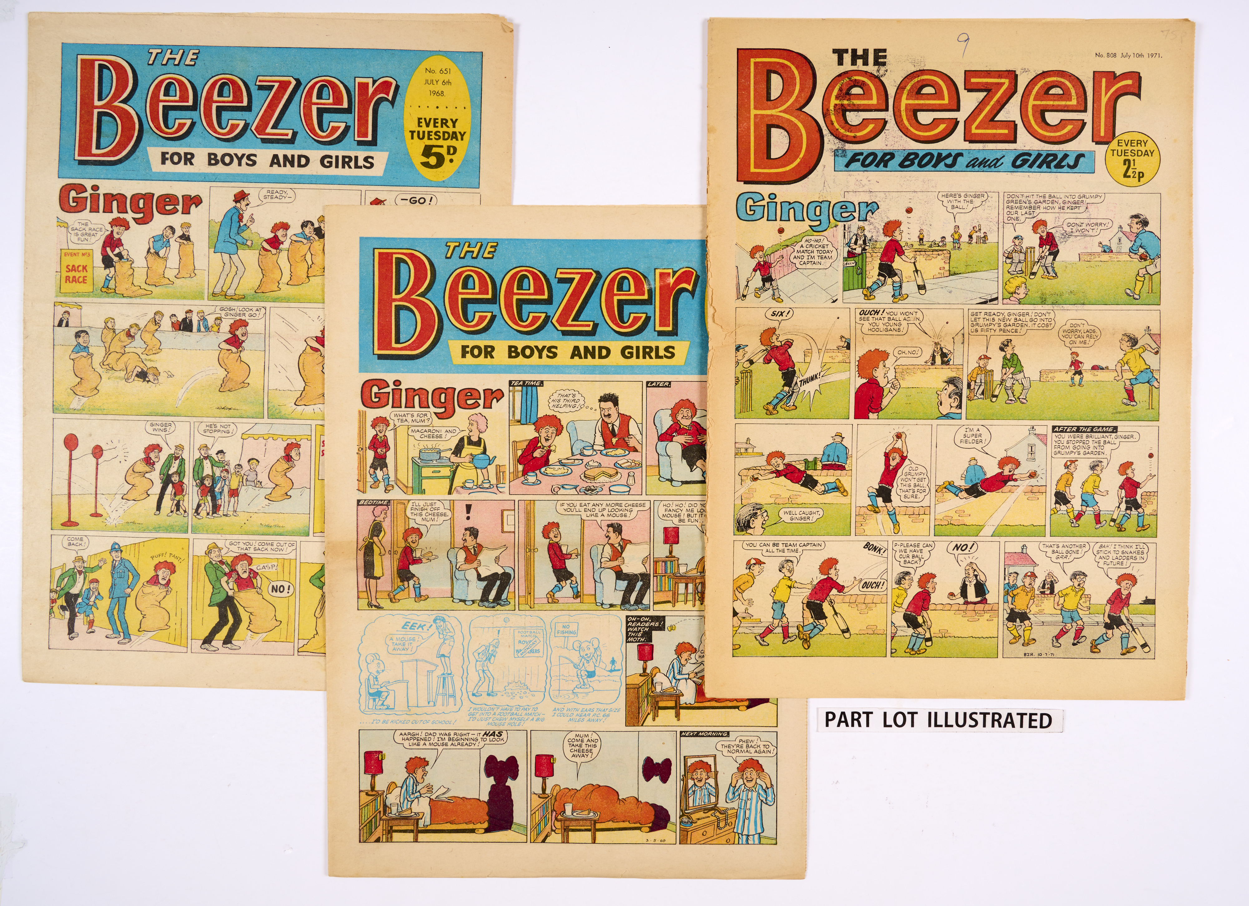 Beezer (1968-75) 51 issues between 651-1025 and 6 between 1976-80: 1968 x 6, 1969 x 1, 1970 x 5,