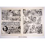 Charley's War: 3 original consecutive artworks (1984) by Joe Colquhoun for Battle 626 pgs 2-4. The