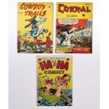 Cowboy Trails 32, Corrall Comics 16 (both Elhil Publ. Canada 1950s). With Ha Ha Comics 86 (1952) [