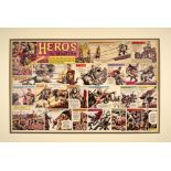 Heros the Spartan original double-page artwork (1962) painted and signed by Frank Bellamy. For The