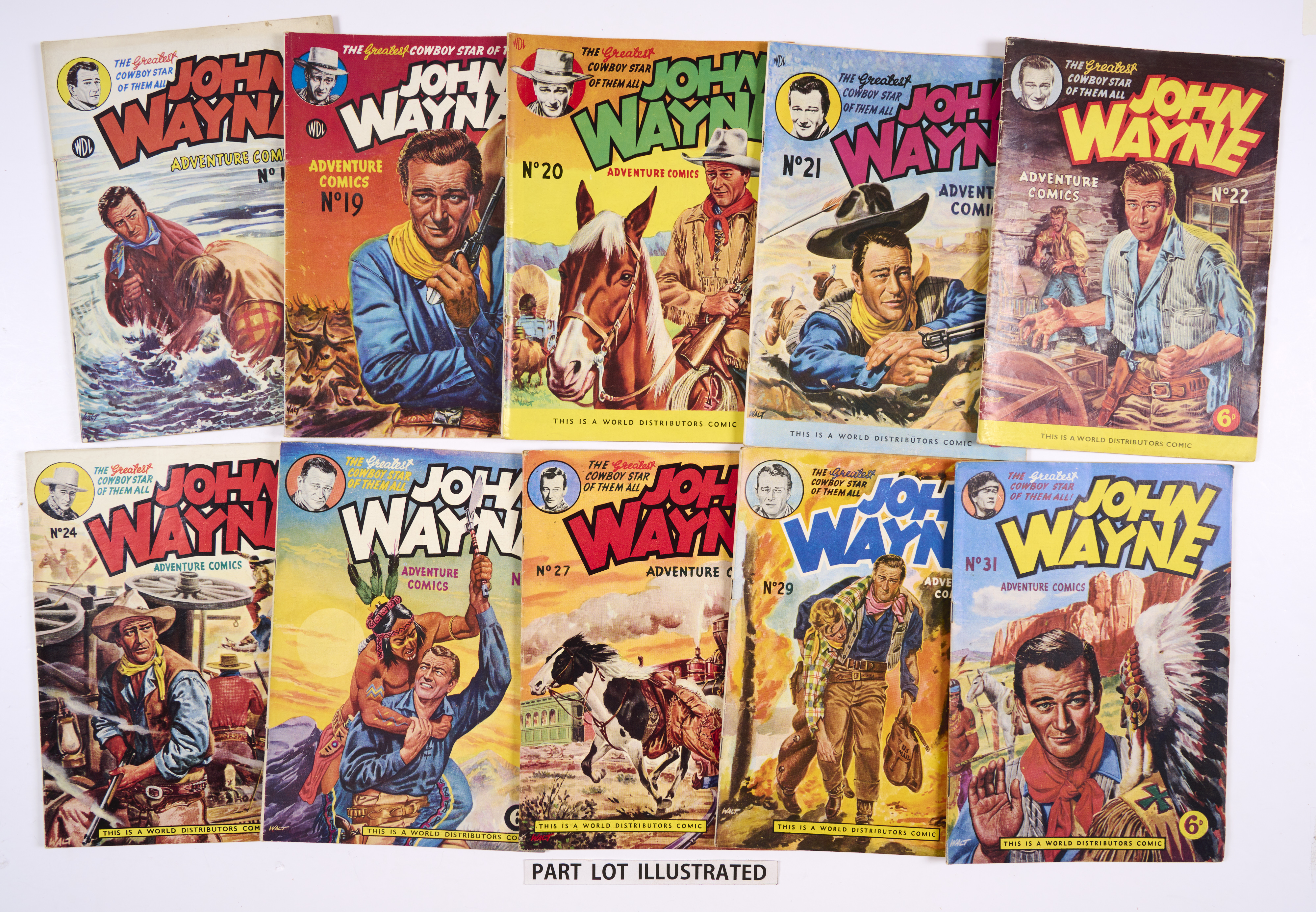 John Wayne Adventure Comics (WDL 1953) 18-34. Starring 'The Greatest Cowboy Star of them all' [vg+/
