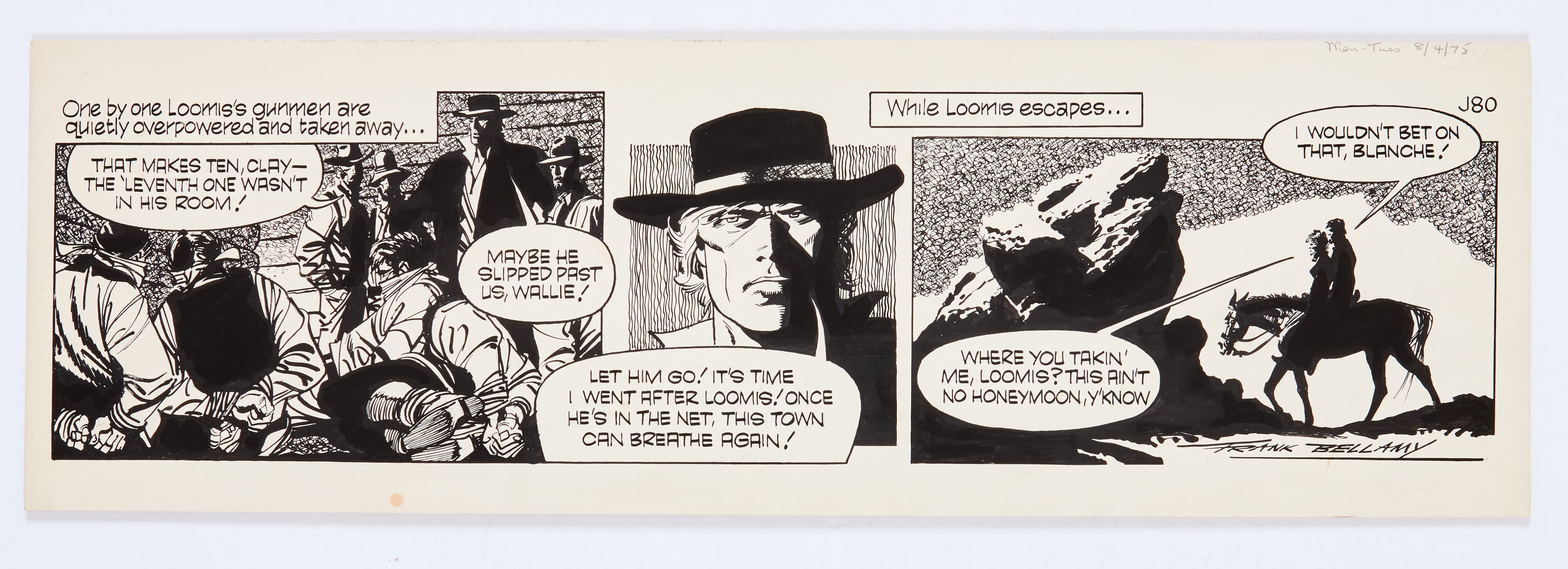 Garth: 'The Angels of Hell's Gap' original artwork (1975) drawn and signed by Frank Bellamy for