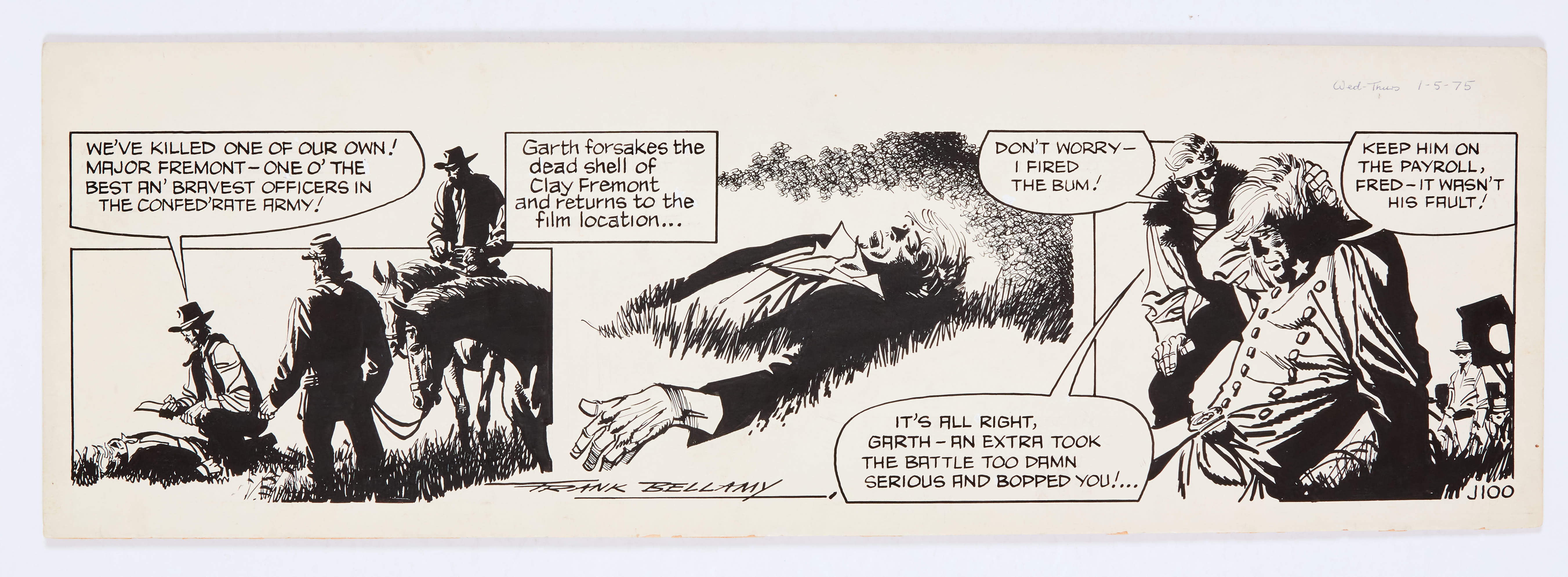 Garth: 'The Angels of Hell's Gap' original artwork (1975) drawn and signed by Frank Bellamy for