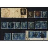 1840-41 range with faults, 1840 1d NE (on piece) & TF, 1840 2d AA & CC, 1841 2d singles (6),