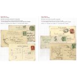 MISSORTED MAIL collection of mainly postcards on leaves (also loose) with small triangular marks,