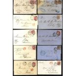 EUROPE 1861-75 covers (13) to France (6), Austria, Italy (2), Germany & Spain (2), noted - double 3d