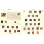 NEWSPAPER BRANCH CANCELS collection on leaves 1870's-1920's cancels on stamps or stationery cut outs