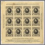 CINDERELLA 1912 Charles Dickens Centenary 1d labels, a complete sheet of twelve together with its