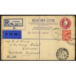 1928 4½d reg postal stationery envelope with 1s added to Lisburn Northern Ireland from Liverpool h/