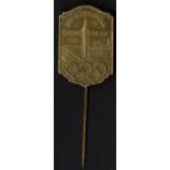 OLYMPICS 1948 London small bronze pin depicting Big Ben & Parliament inscribed 'XIV OLYMPIAD/