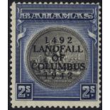 1942 Landfall 2s black & indigo, M with large part o.g. showing R2/12 variety stop after '