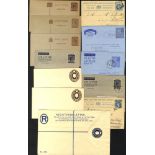 1879-1957 postal stationery range of U (9) & unused (7) incl. QV 1a card to Sera, cancelled