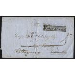 1856 stampless entire from Edinburgh to Calcutta redirected to Chittagong, no postage applies and no