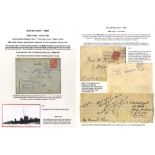 WWI BRITISH NAVAL CENSORED MAIL: lost at sea, range of fine censored covers from ships sunk during