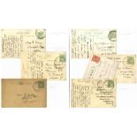 SKELETON & RUBBER CANCELS on KEVII/KGV period postcards housed in two albums, good variety. (