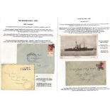 WWI BRITISH NAVAL CENSORED MAIL range of censored covers or cards (15) neatly written up on leaves