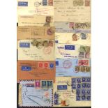 1930-49 Airmail covers (12) destinations incl. Austria, Brazil, Chile, Germany, Peru & Tunisia,