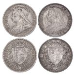 1893 & 1895 halfcrowns, VF & GVF respectively, the last toned. (2)