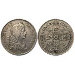 1663 shilling, first bust variety, VF/GVF with light tone. Very pleasing & attractive.