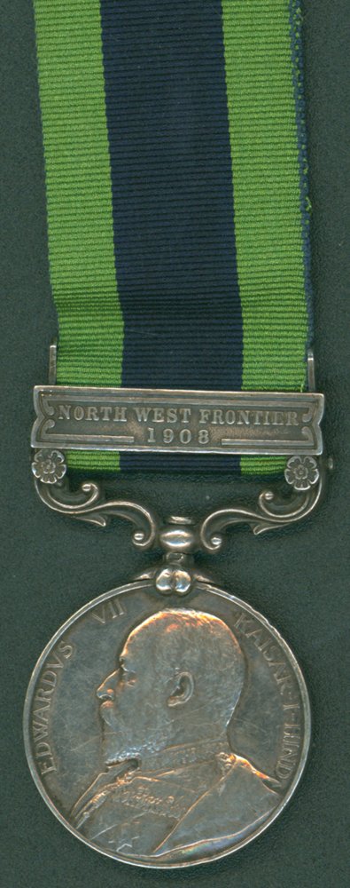 India General Service Medal Edward VII 1908, clasp North West Frontier 1908 to 581 Pte. A. T.