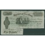 Stockton on Tees Bank £5, dated 1895, A/G 1235, cut cancelled, outing 2050c, GVF.