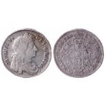 1675 halfcrown, retrograde '1' in date, VF with minor rim-nick to obverse, rare (R2 in standard