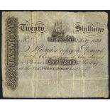 Stornoway 20 shillings, dated 1823, series B/75, unsigned, pin holes, Pick unlisted, (PMS PR190),