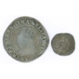 Shilling, mm Martlet (1560-61) A/fine and a half groat lightly creased, fine (2). S2555