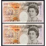 Kentfield QEII £10 (2) issued 1993, B369, consecutive pair, KB42 170131 & KB42 170132, Pick 386a,