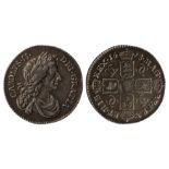 1678/7 sixpence, a very attractive GVF with a nice antique tone. S3082.