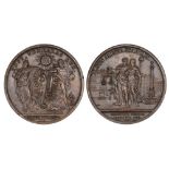 1738 Switzerland, The Pacification of Geneva, copper medal, by J. Dassier, Arms of Geneva between