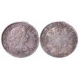 1677 crown, V.NONO, third bust, GVF with strong hair-detail, the reverse showing a few original