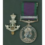 Eliz II Campaign Service Medal clasp N.Ireland to 24338887 Pte. K.P. Warren Green Howards plus cap