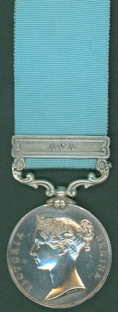 Army of India Medal, clasp AVA to Sgt. W. Smith 45th Foot. He is also entitled to a 7 clasp M.G.S.