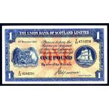 Union Bank of Scotland £1, dated 8th December 1952, series F/19 458876, Pick S816a, about UNC to